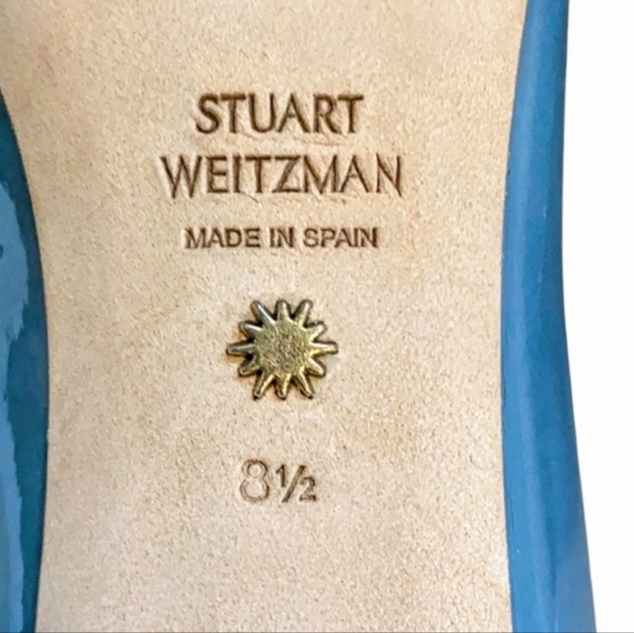 Stuart Weitzman Anicia 25 Cerulean Blue Patent Leather Flats  8.5M - Picture 7 of 7